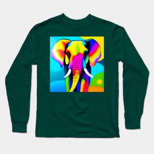 Colorful Elephant Digital Sand Art Portrait (MD23Ar036b) Long Sleeve T-Shirt